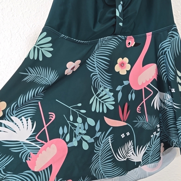 SEA GROVE Green Tropical Flamingo Print 2-Piece Swim Set Bottoms New, size XXL - Picture 2 of 8
